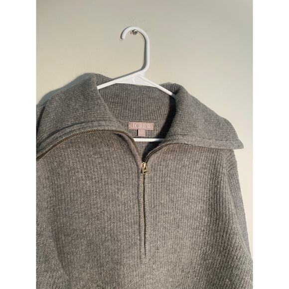 J. Crew Half Zip Stretch Sweater Gray Wool and Alpaca Blend Size Medium - Picture 5 of 12